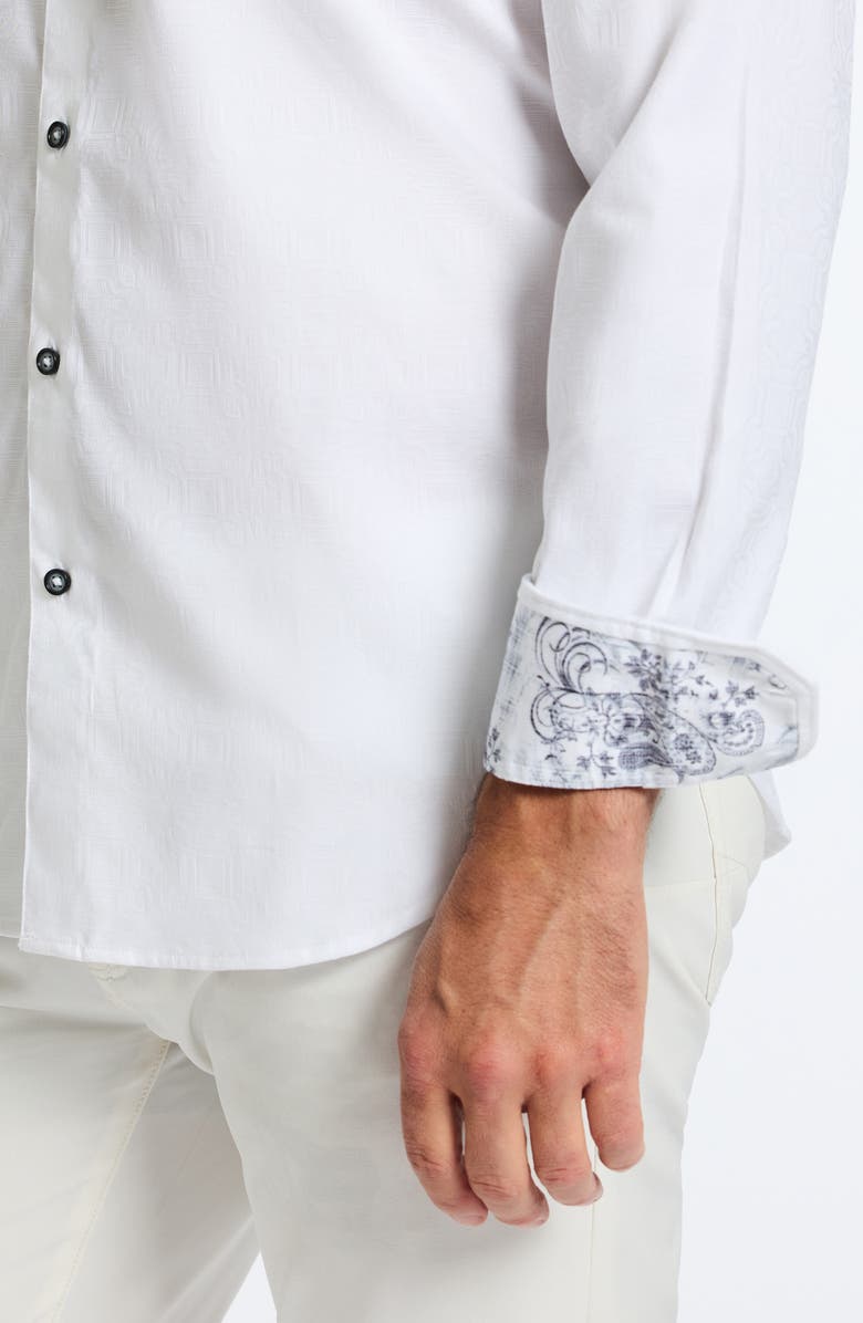 Robert Graham Odyssey Classic Fit Jacquard Long Sleeve Stretch Cotton Button-Up Shirt, Alternate, color, White