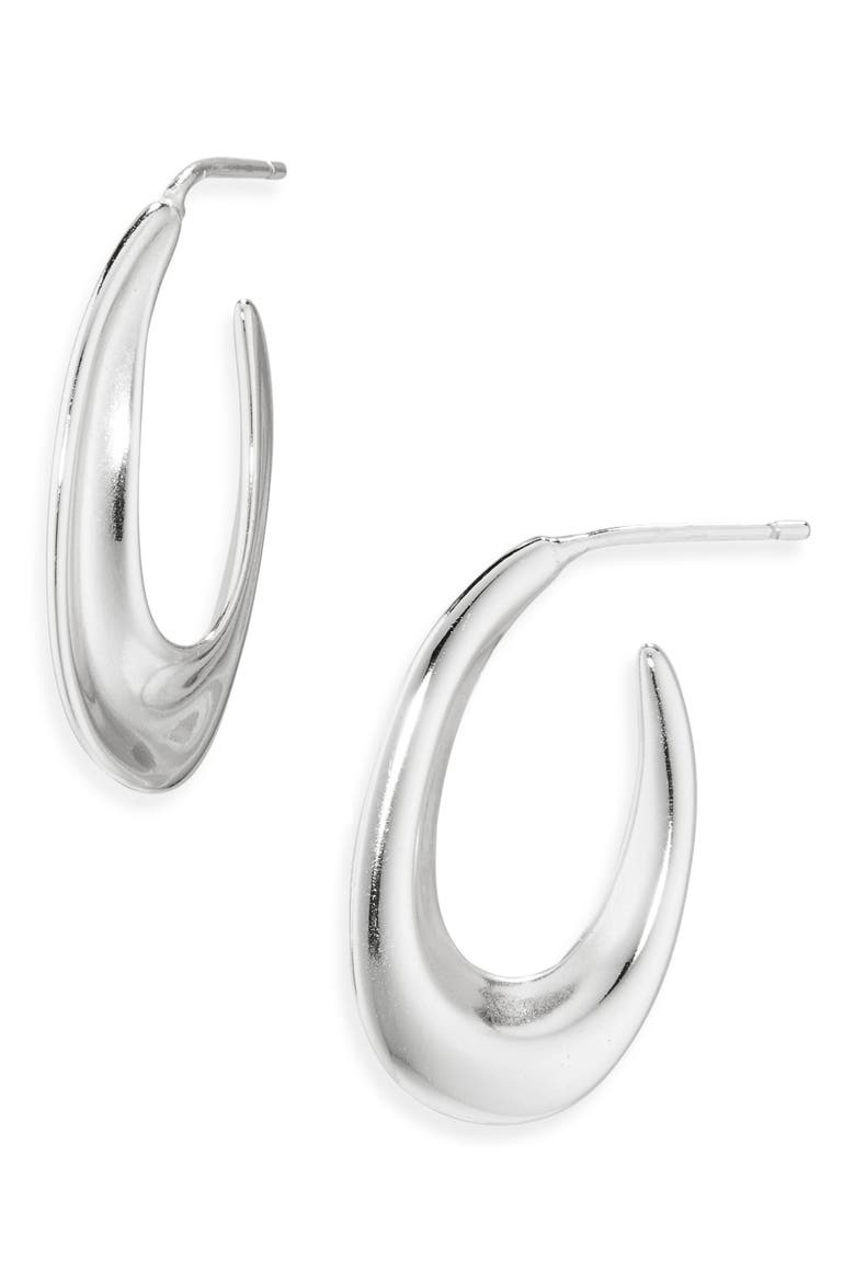 Tapered Oval Hoop Earrings, Main, color, SILVER
