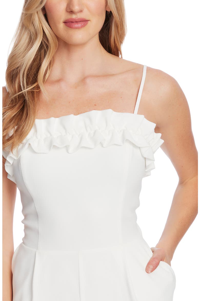 Ruffle Trim Belted Wide Leg Jumpsuit, Alternate, color, SOFT ECRU