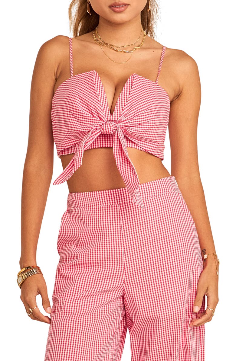 English Factory Check Tied Crop Tank, Main, color, Red