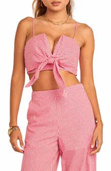 English Factory Check Tied Crop Tank