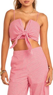 English Factory Check Tied Crop Tank