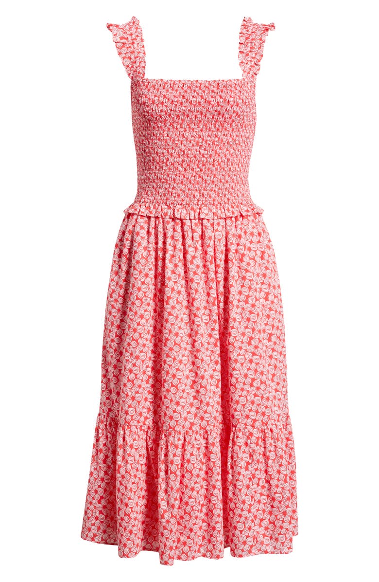 Caslon<sup>®</sup> Smocked Tiered Sundress, Alternate, color, Red Geranium- White Sea Geo