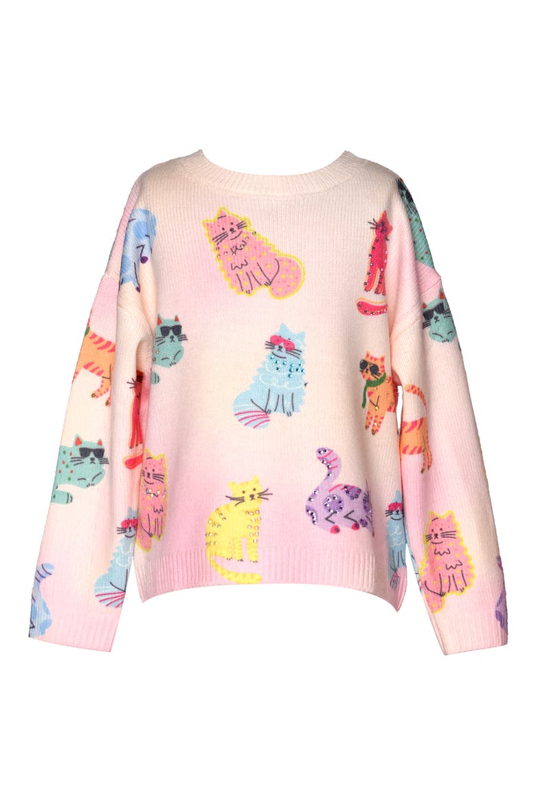 Kids' Music Cats Sweater, Main, color, PINK