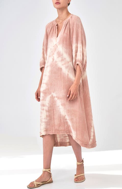 Tie Dye Gauze Dress with Pockets