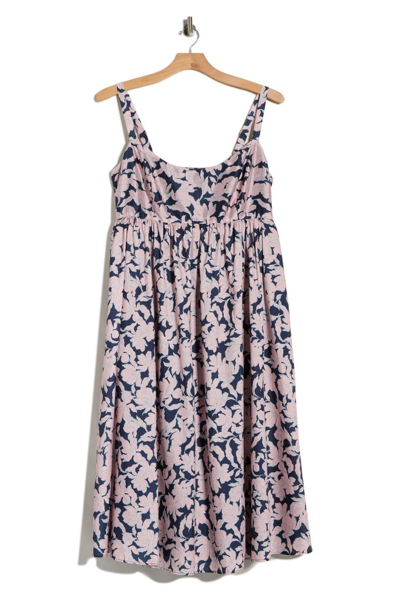 Brixton Floral Fit & Flare Midi Dress, Alternate, color, NAVY OUTLINE FLORAL