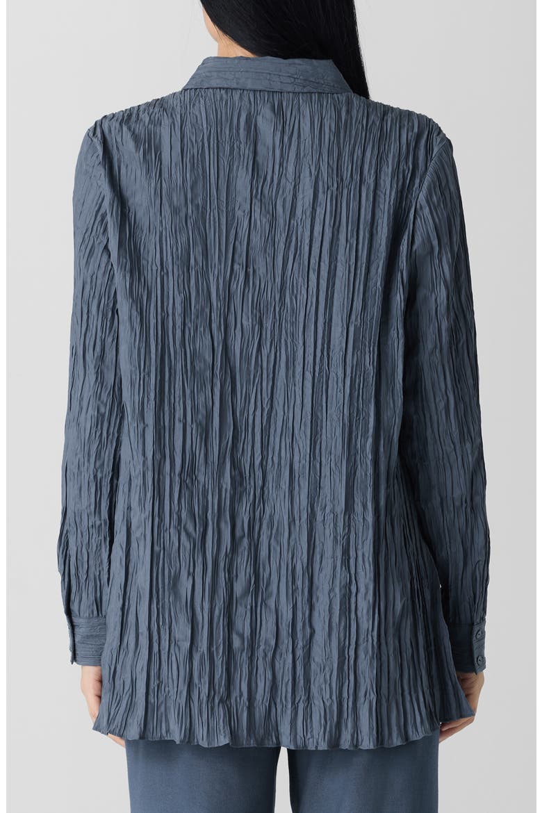 Plissé Silk Tunic Shirt, Alternate, color, ECLIPSE