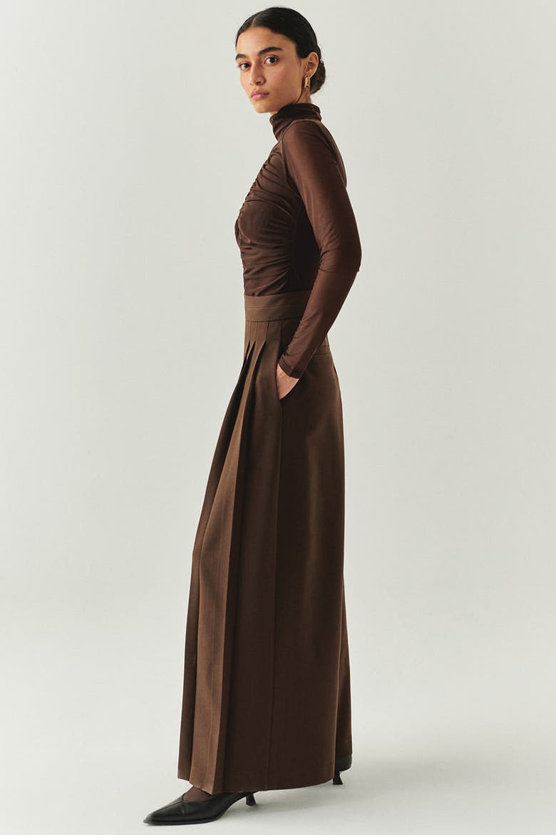 Wide Leg Back Pocketed Pants, Alternate, color, Brown