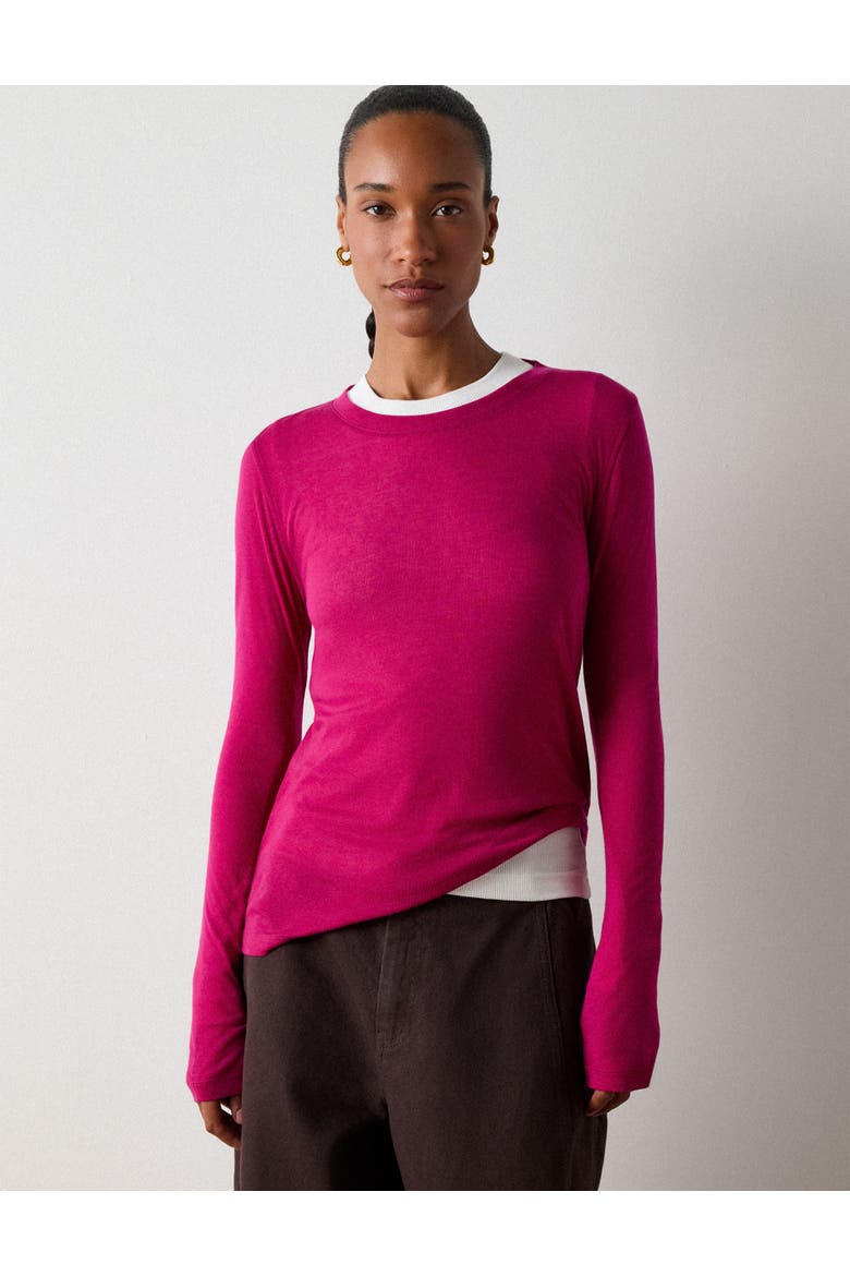 Wool Mix Jersey Crew Neck Top, Main, color, Pink