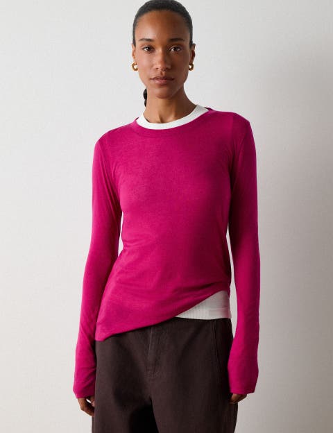 Wool Mix Jersey Crew Neck Top