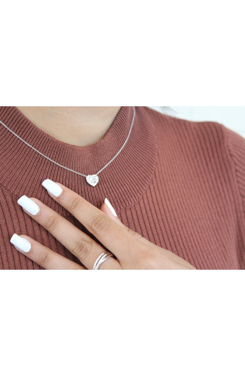 LuvMyJewelry Valentina 14K Gold Lab Grown Diamond Heart Necklace - 1 ct, Alternate, color, 14K White Gold