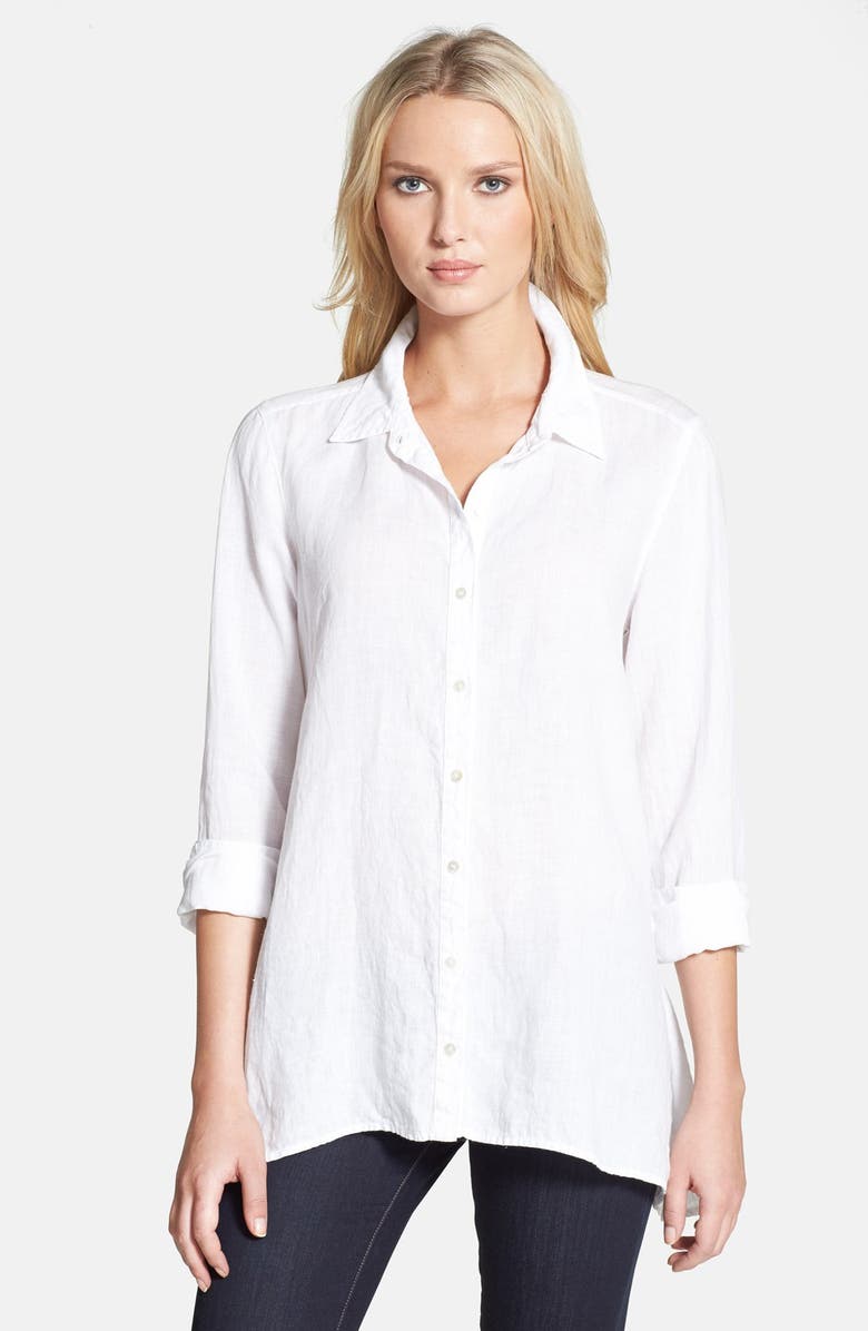 Eileen Fisher Organic Linen Classic Collar Boxy Shirt, Main, color, 