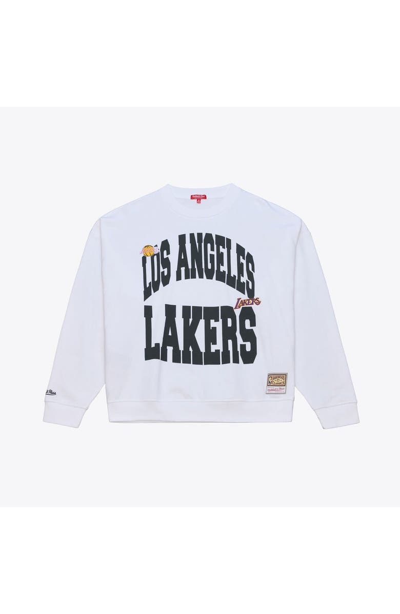 Mitchell & Ness Women's Mitchell & Ness  White Los Angeles Lakers Lightweight Block Letter Sweatshirt, Main, color, White