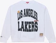 Mitchell & Ness Women's Mitchell & Ness  White Los Angeles Lakers Lightweight Block Letter Sweatshirt