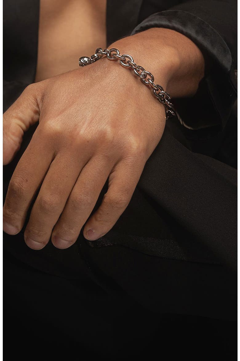 Scream Curb Bracelet in Gunmetal, Alternate, color, Black