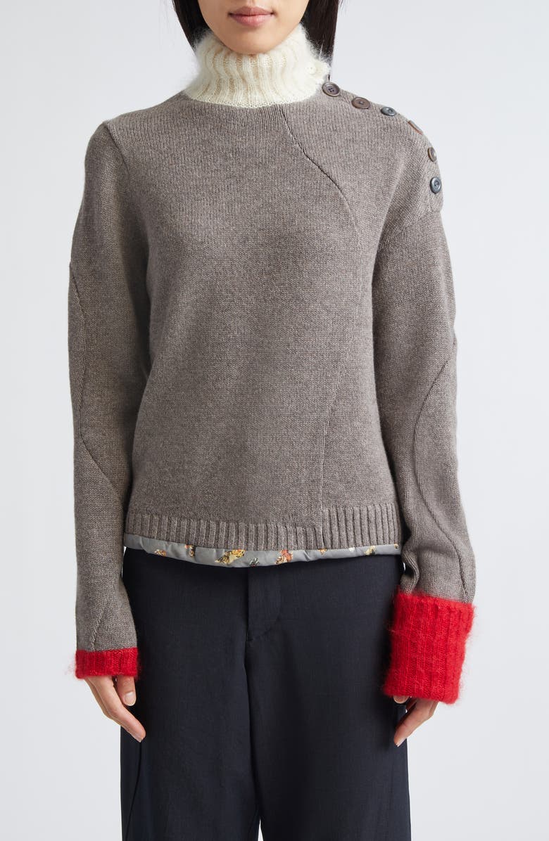 Undercover Cashmere, Mohair & Silk Blend Turtleneck Sweater, Main, color, Top Gray