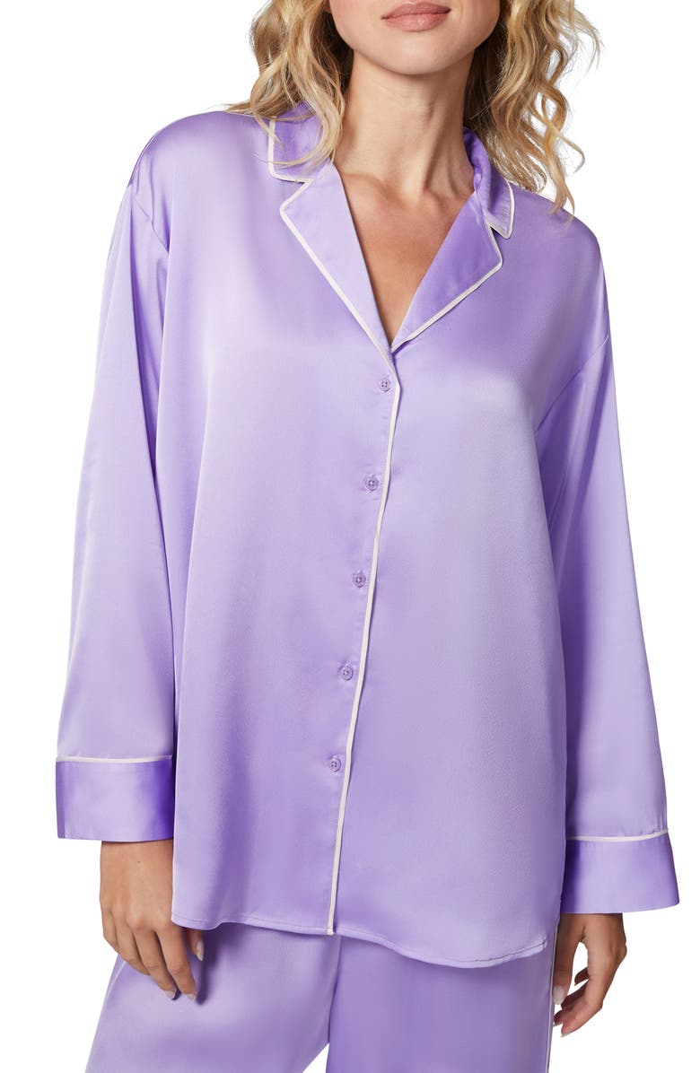 Florence by Mills Dream Satin Pajama Shirt, Main, color, Millie Lavender