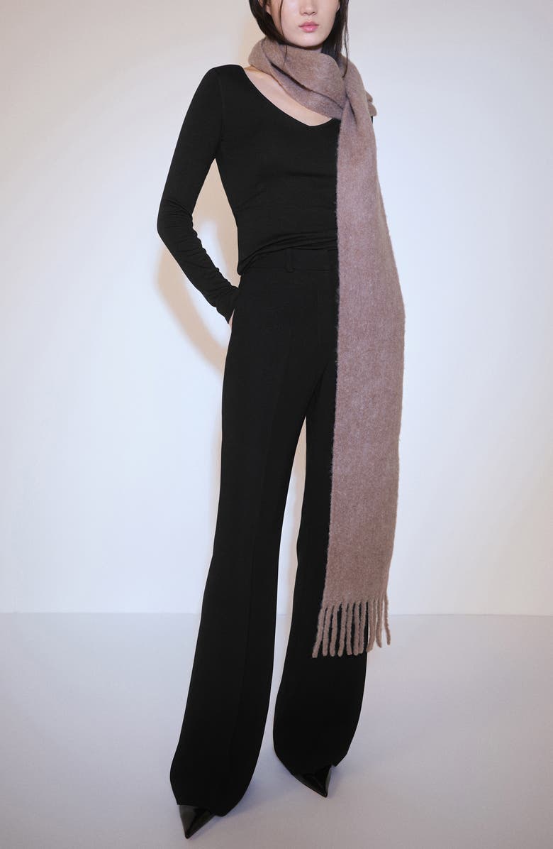 MANGO Fitted V-Neck Long Sleeve Top, Alternate, color, 