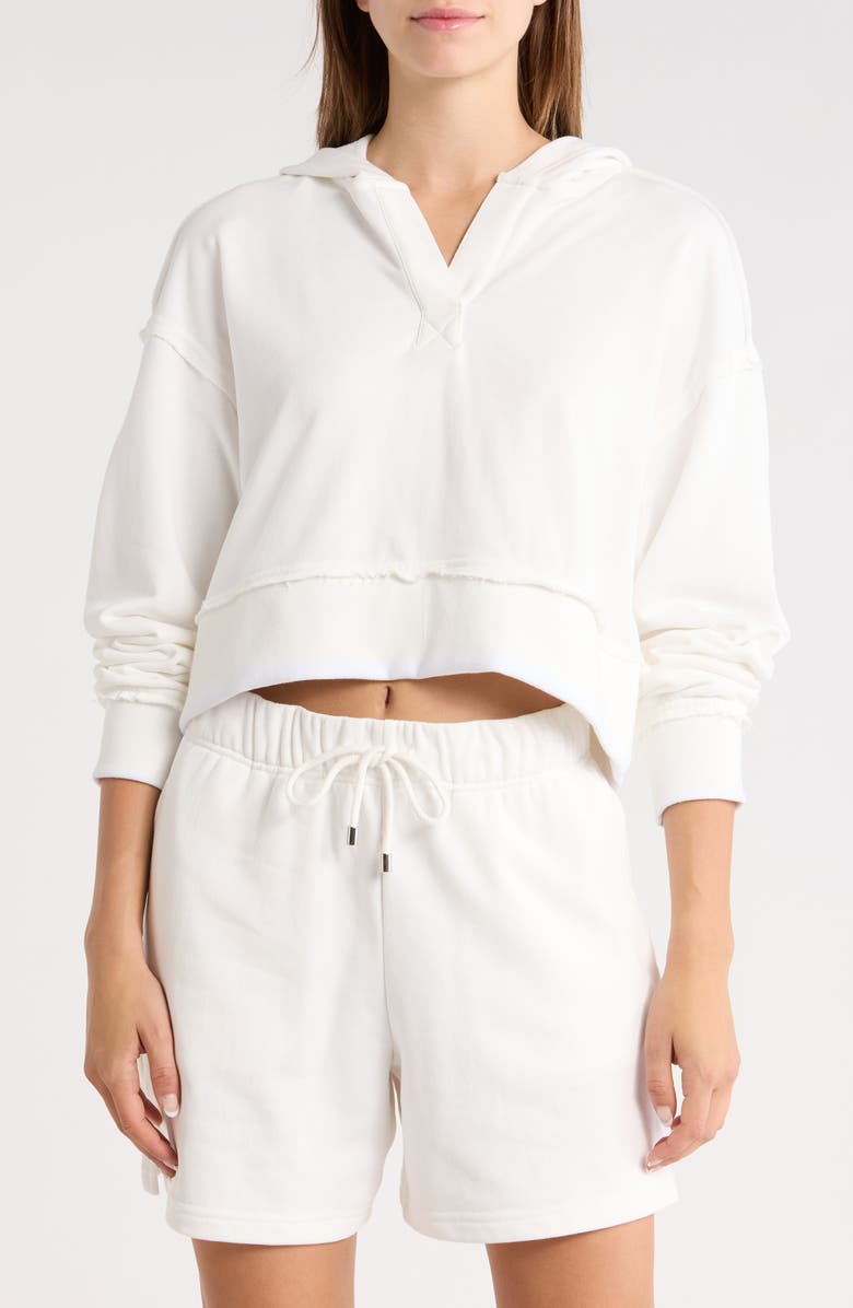 YOGALICIOUS Stonewash Crop Hoodie, Main, color, White Dove