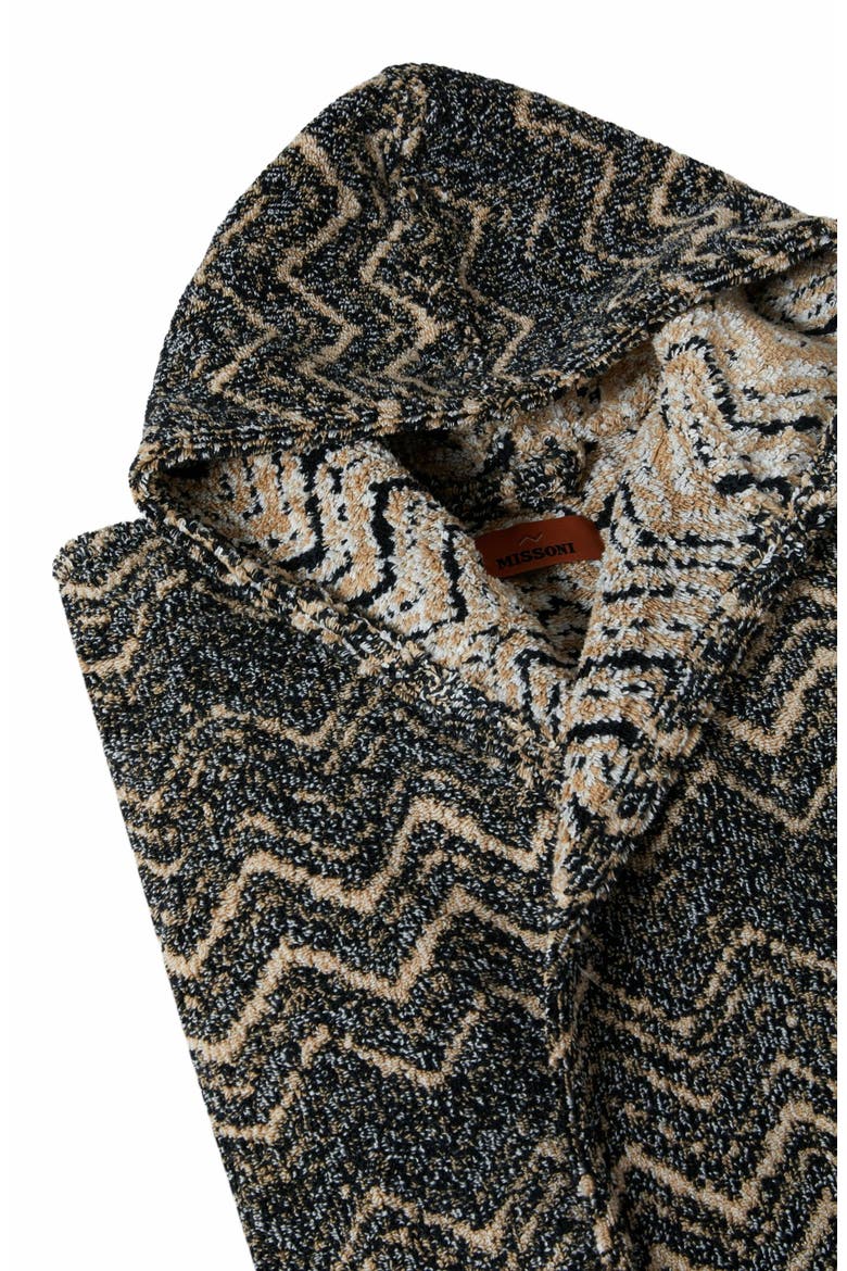 Azul Cotton Terry Chevron Bathrobe, Alternate, color, Brown