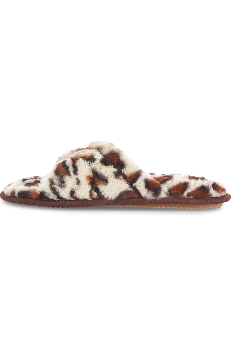 FLOOPI Morgan Faux Fur Crossband Slipper, Alternate, color, Leopard