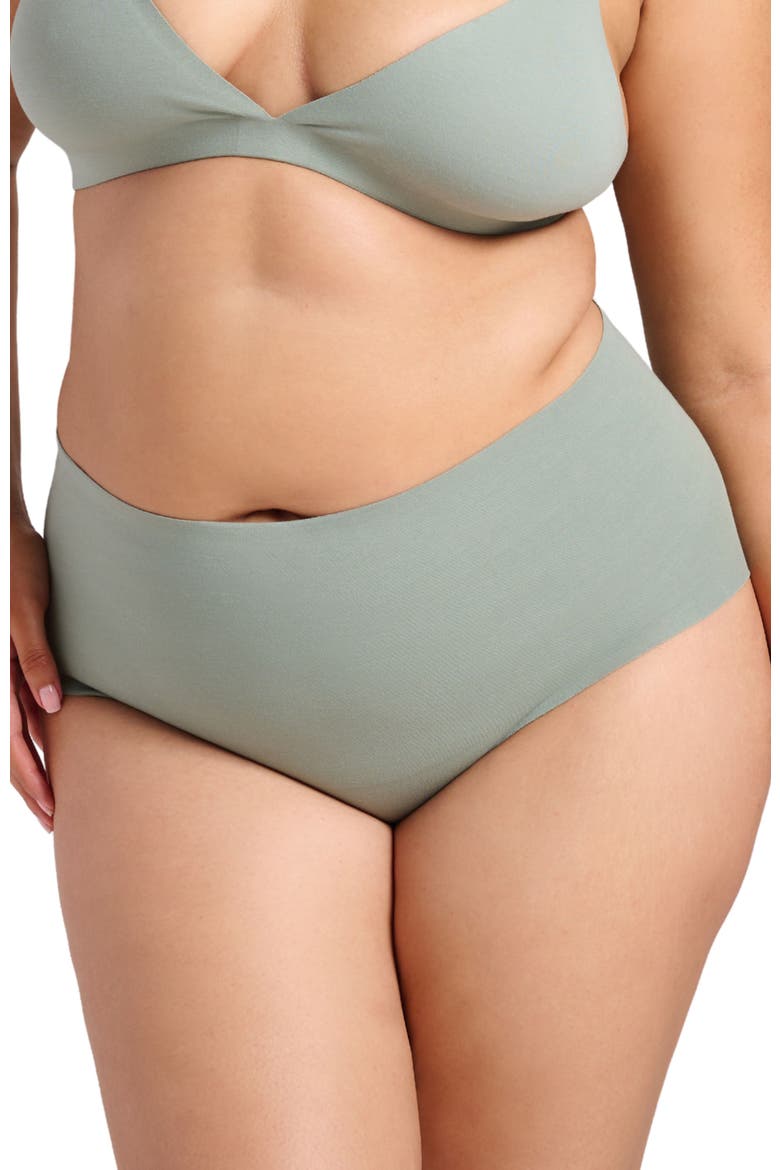 Organic Cotton No-Show Shaping Brief, Main, color, Sage