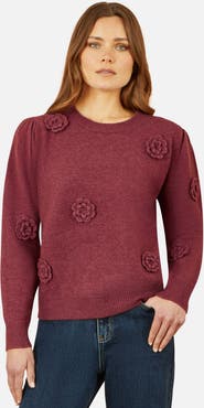 Yumi Crochet Flower Knit Jumper