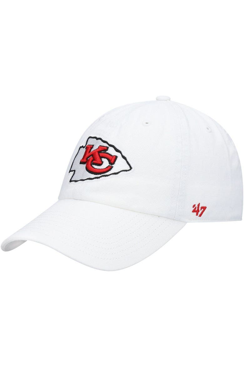 Men's '47 White Kansas City Chiefs Logo Clean Up Adjustable Hat, Main, color, White