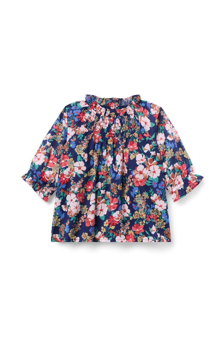 Floral Ruffle Smocked Top, Main, color, Blue