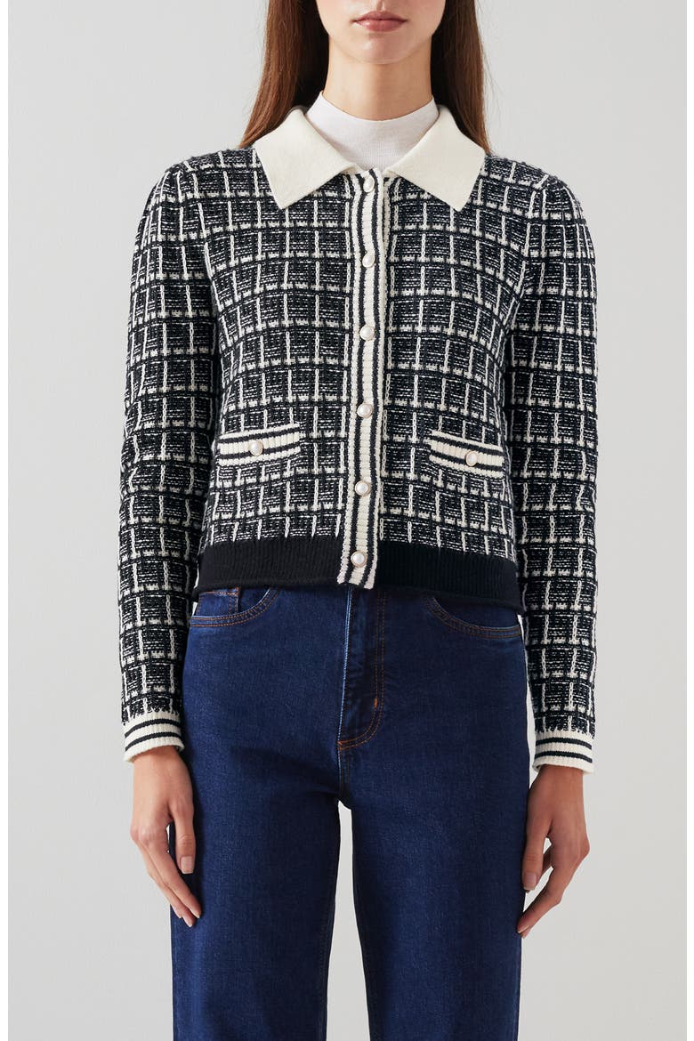 Aliyah Collar Cardigan, Main, color, BLACK MULTI