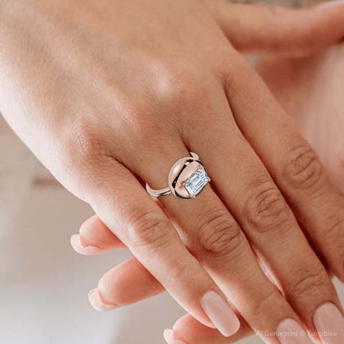 Bliss Diamond 1ct Emerald Cut Solitaire Candy Button Diamond Ring 14k Gold Or Pt Lab Grown In Gold