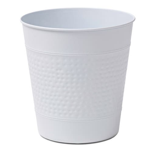 Happimess Riley Modern Classic Hammered Steel Accent 2-gallon Wastebasket In White