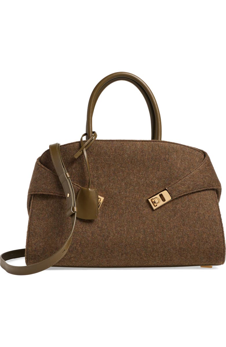 FERRAGAMO Medium Hug Felt Top Handle Bag, Main, color,