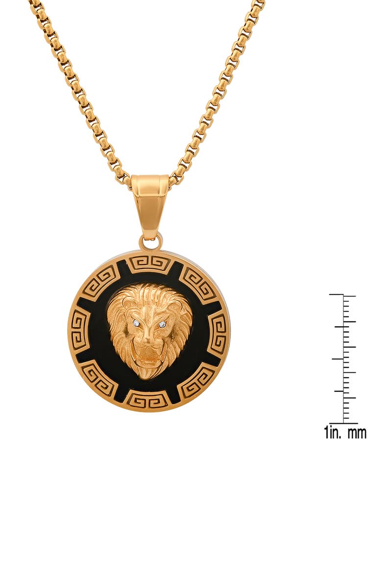 Men's Two-Tone Lion's Head Medallion Pendant Necklace, Alternate, color, GOLD/ BLACK