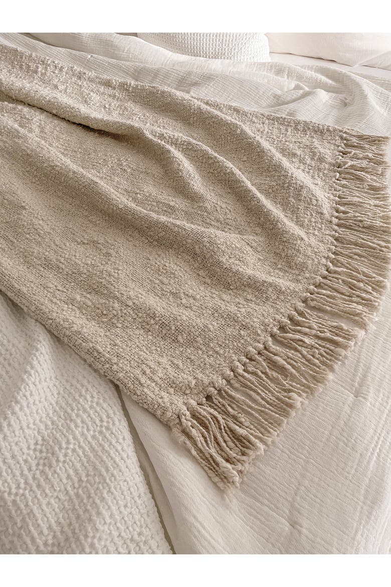 Cozy Cotton Boucle Throw, Alternate, color, Beige