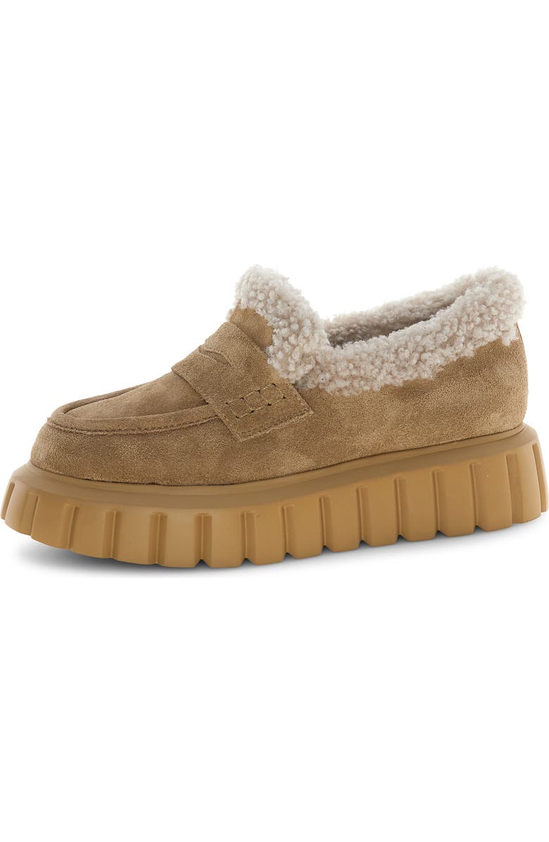 Voile Blanche Grenelle Genuine Shearling Platform Loafer, Main, color, Brown