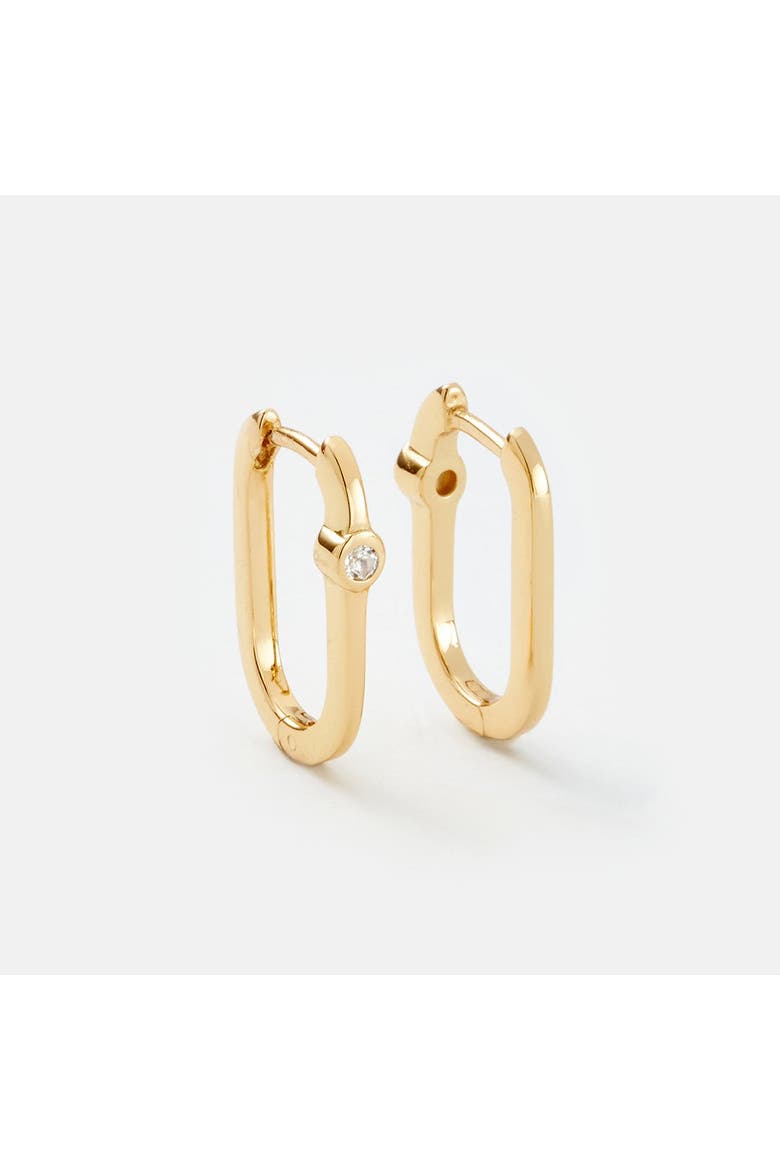 Midi Reversible Hoop with White Topaz, Alternate, color, Gold