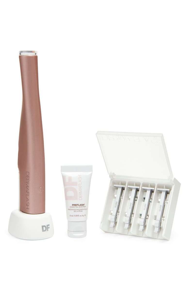 DERMAFLASH LUXE+ Anti-Aging Sonic Dermaplaning + Peach Fuzz Removal Set $228 Value, Main, color, 
