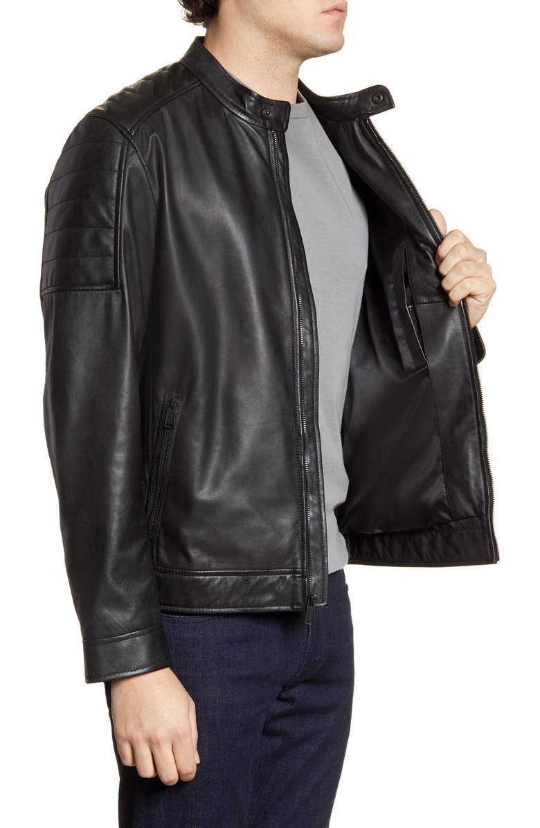 Cole Haan Racer Leather Jacket, Alternate, color, 