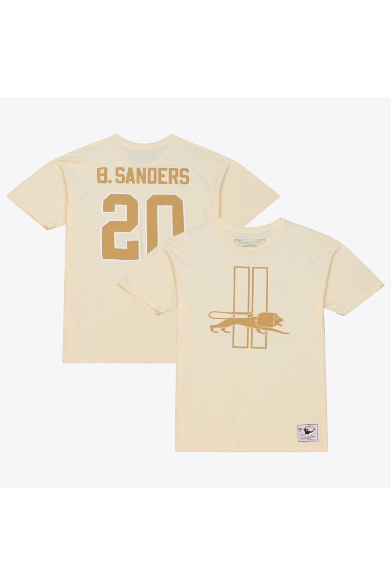 Men's Mitchell & Ness Barry Sanders Cream Detroit Lions Sandman Name & Number T-Shirt, Main, color, Cream