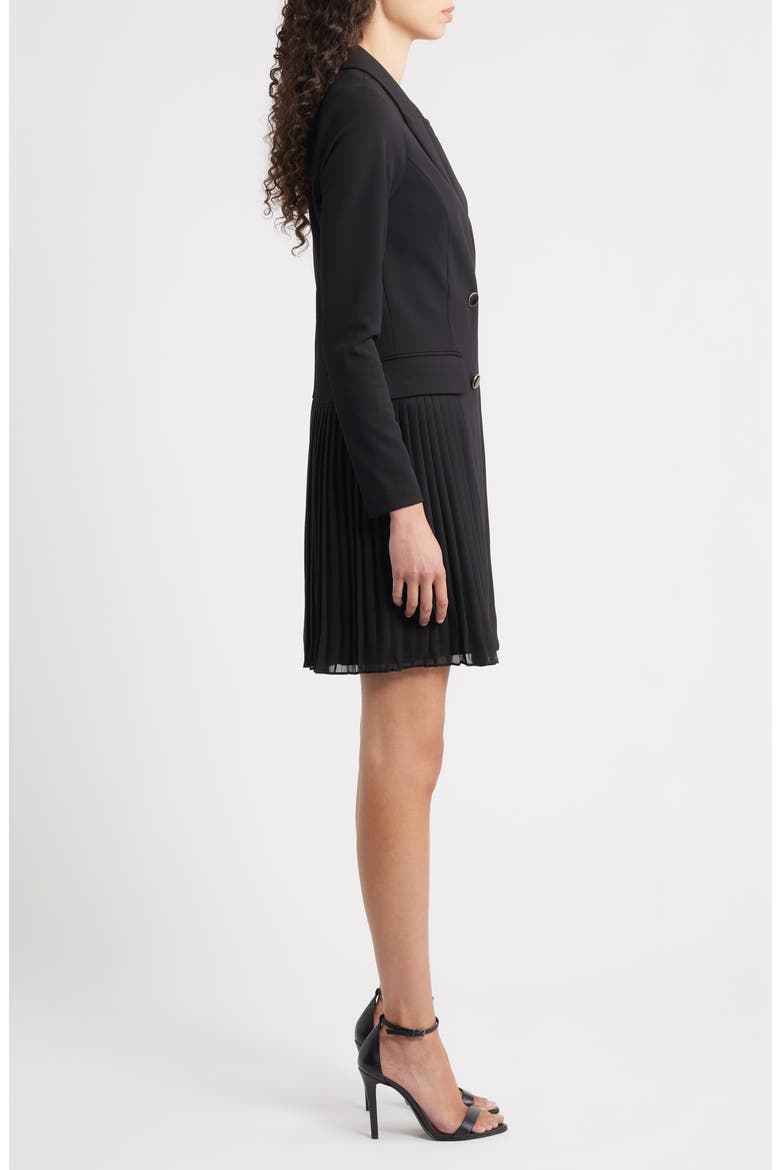 Double Breasted Long Sleeve Coat Dress, Alternate, color, BLACK