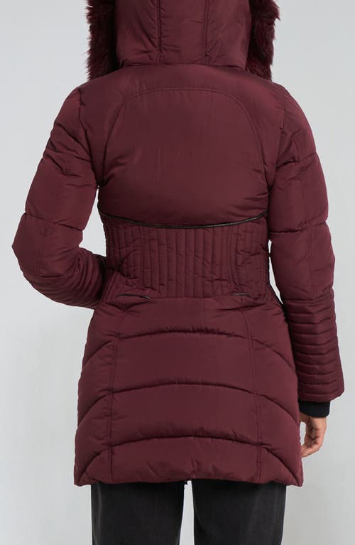 Noize Gigi Vegan Faux Fur Trim Quilted Parka In Red