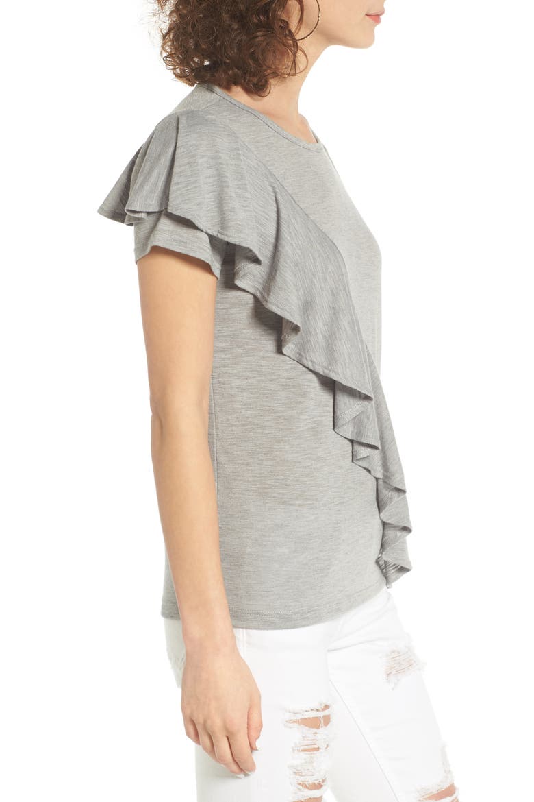 Ruffle Front Tee, Alternate, color, GREY CLOUDY HEATHER