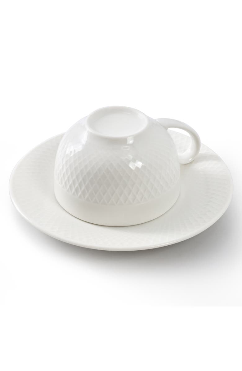 Elama Luna 12 Piece 3 Ounce Porcelain Espresso Cup Set with Saucers, Alternate, color, White