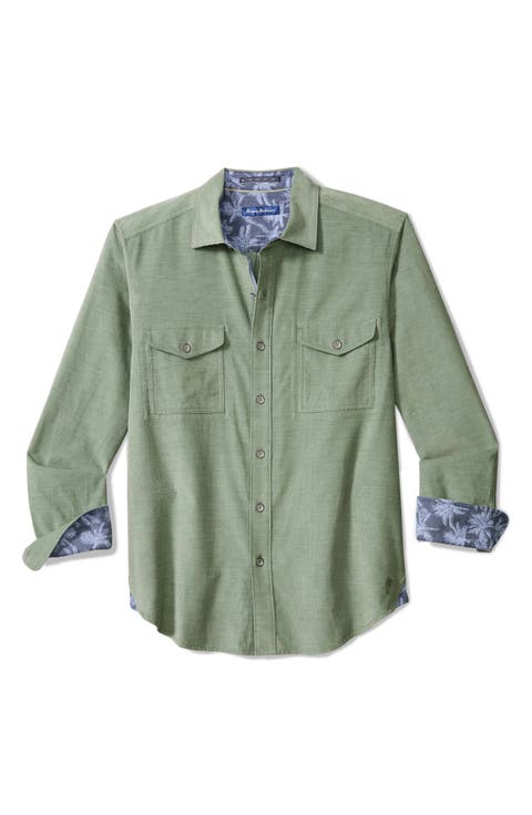 Coastline Cord Heather Bay Cotton Corduroy Button-Up Shirt (Big & Tall)
