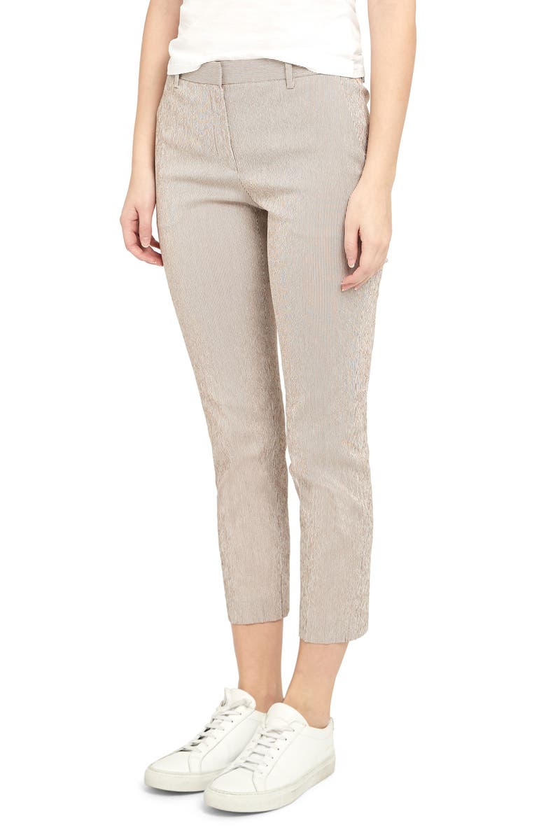 Theory Treeca Seersucker Ankle Pants, Alternate, color, 