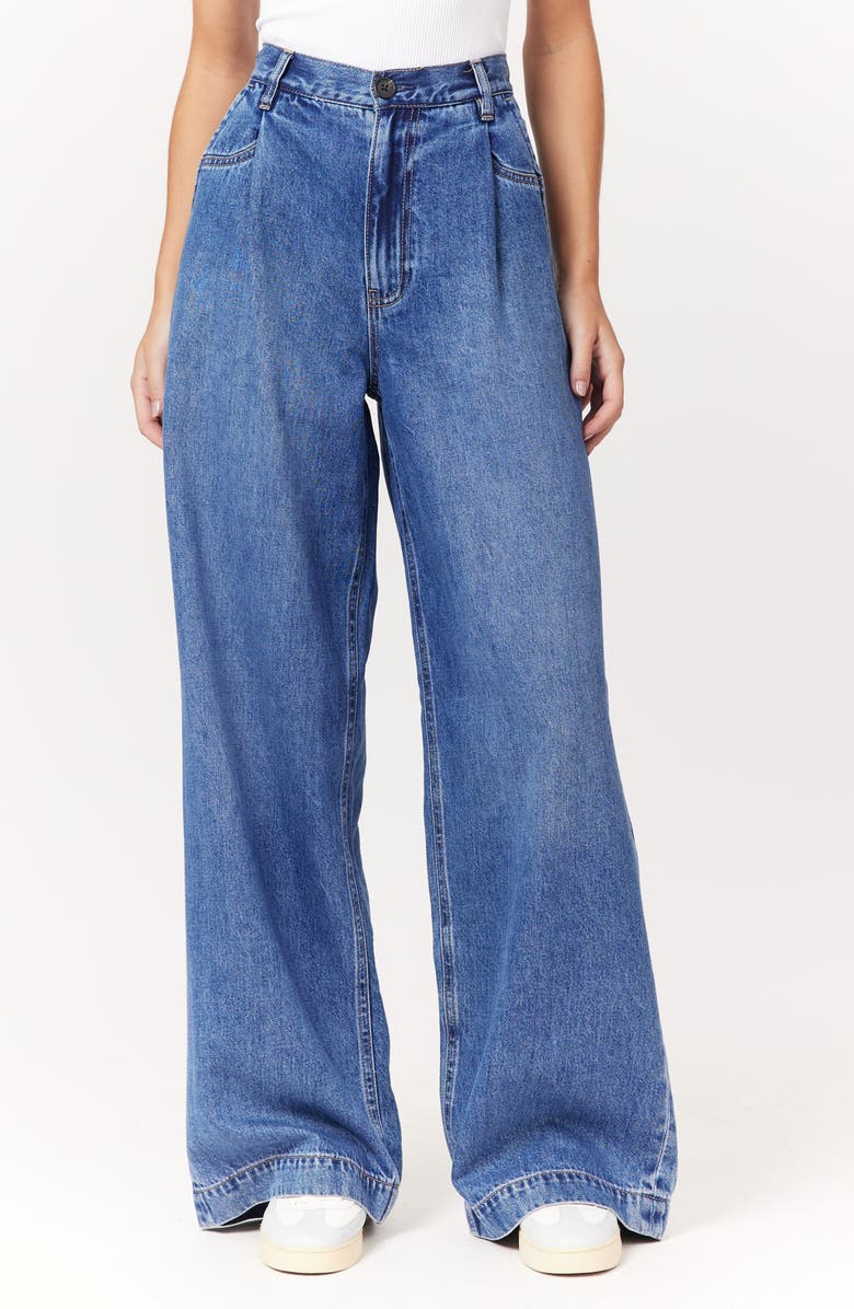 Scotch & Soda Pleated High Waist Wide Leg Trouser Jeans, Main, color, Two Bridges