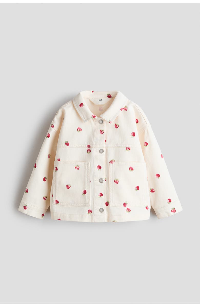 H&M Patterned twill jacket, Main, color, Cream/Strawberries