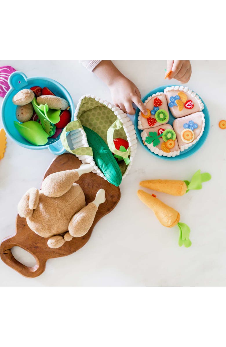 HABA Biofino Vegetable Basket - Soft Plush Pretend Play Food with Carrier, Cucumber, Tomato, 2 Carrots and 3 Potatoes, Alternate, color, 