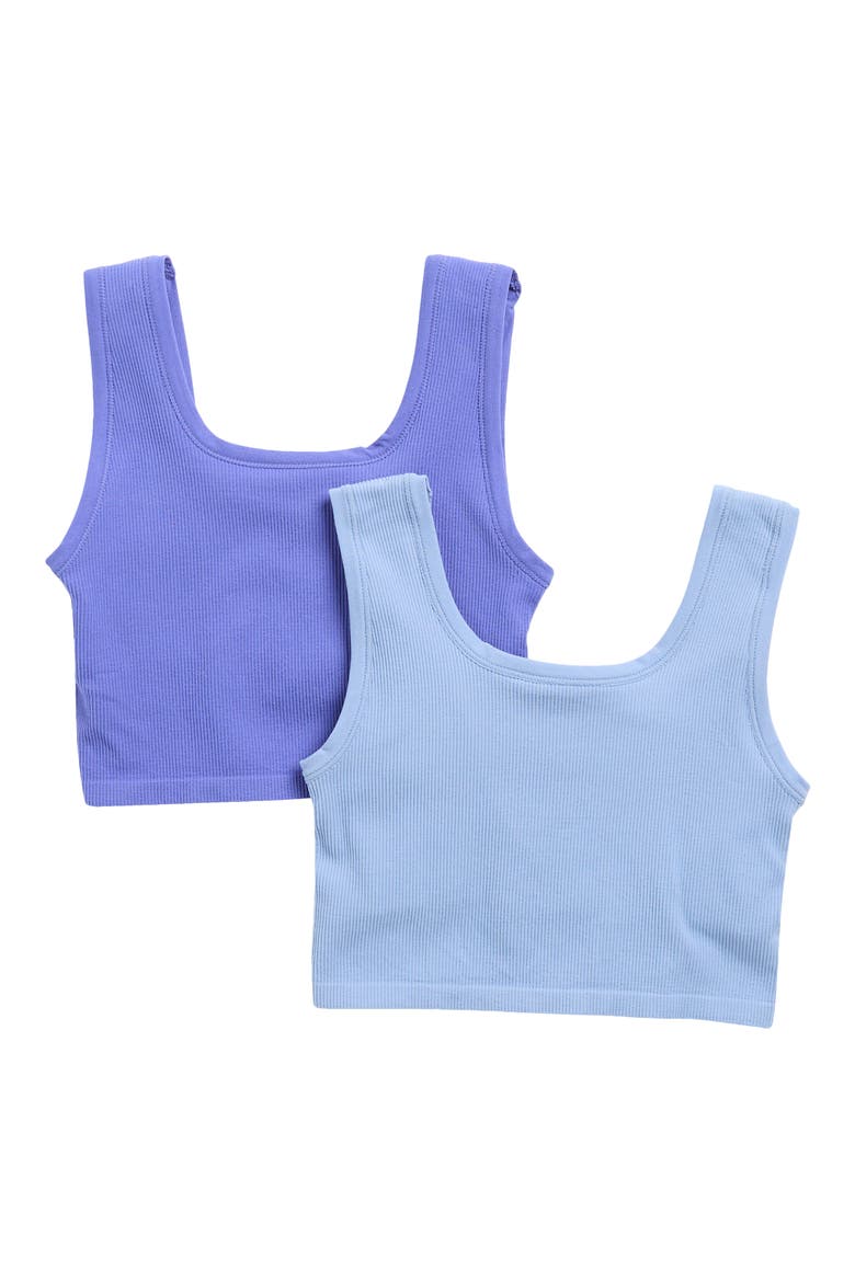 Kids' Seamless Bonnie 2-Pack Assorted Cropped Tanks, Main, color, VIOLET STORM/FOREVER BLUE